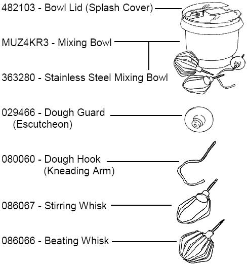 Bosch Compact Bowl Mixing Parts